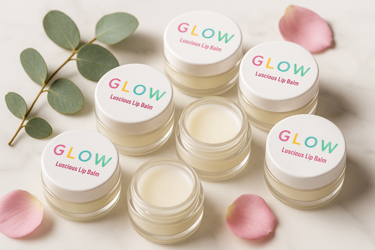 GLOW Luscious Lip Balm with accurate labeling